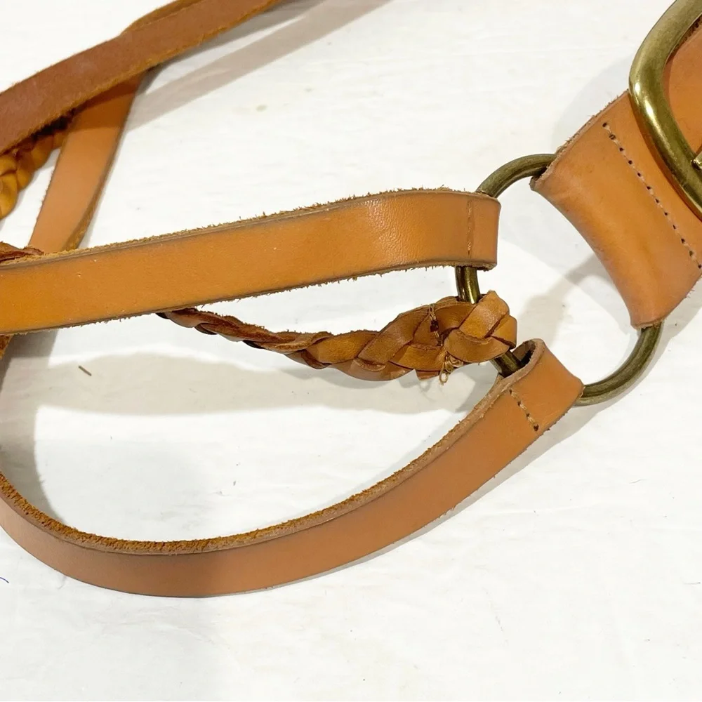 Vintage by Linea Pelle Size Large Brown Leather‎ Multi Strap Handmade Belt
